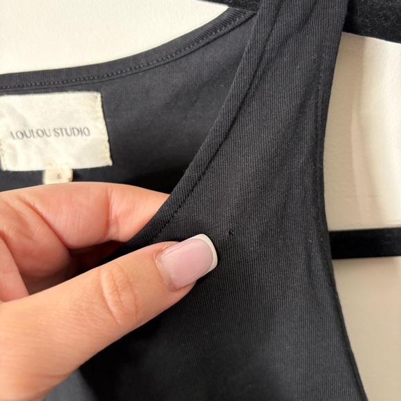 Loulou Studio Mahina Supima Cotton Black Tank - Picture 4 of 6